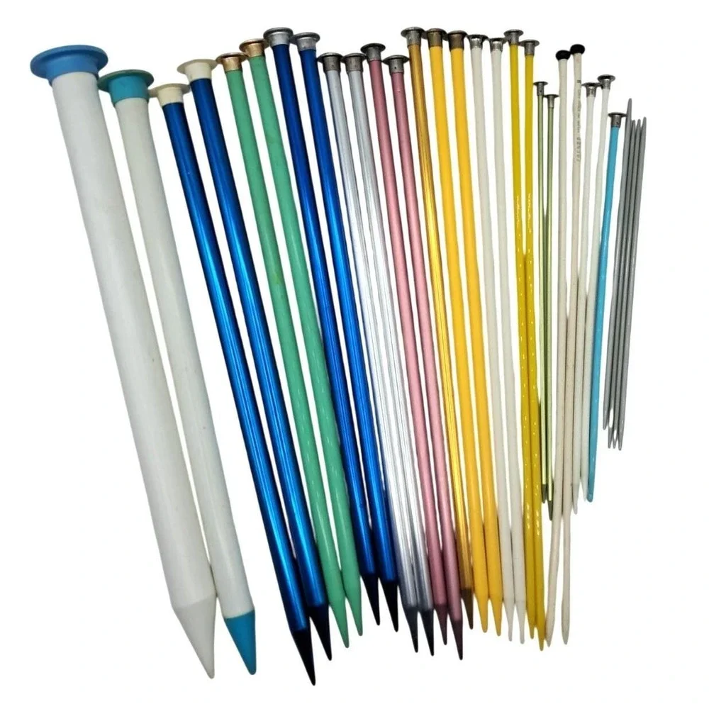 Assorted Vintage Modern Knitting Needles Lot Aluminum Plastic Circular Various S